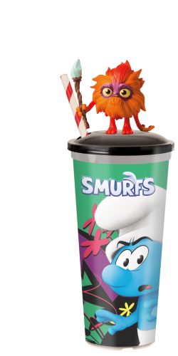 A hupikék törpikék pohár figurával